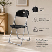 MAURY'S SET 4 SEDIE PIEGHEVOLI IN POLIPROPILENE COLORE NERO - 83X48X41 CM