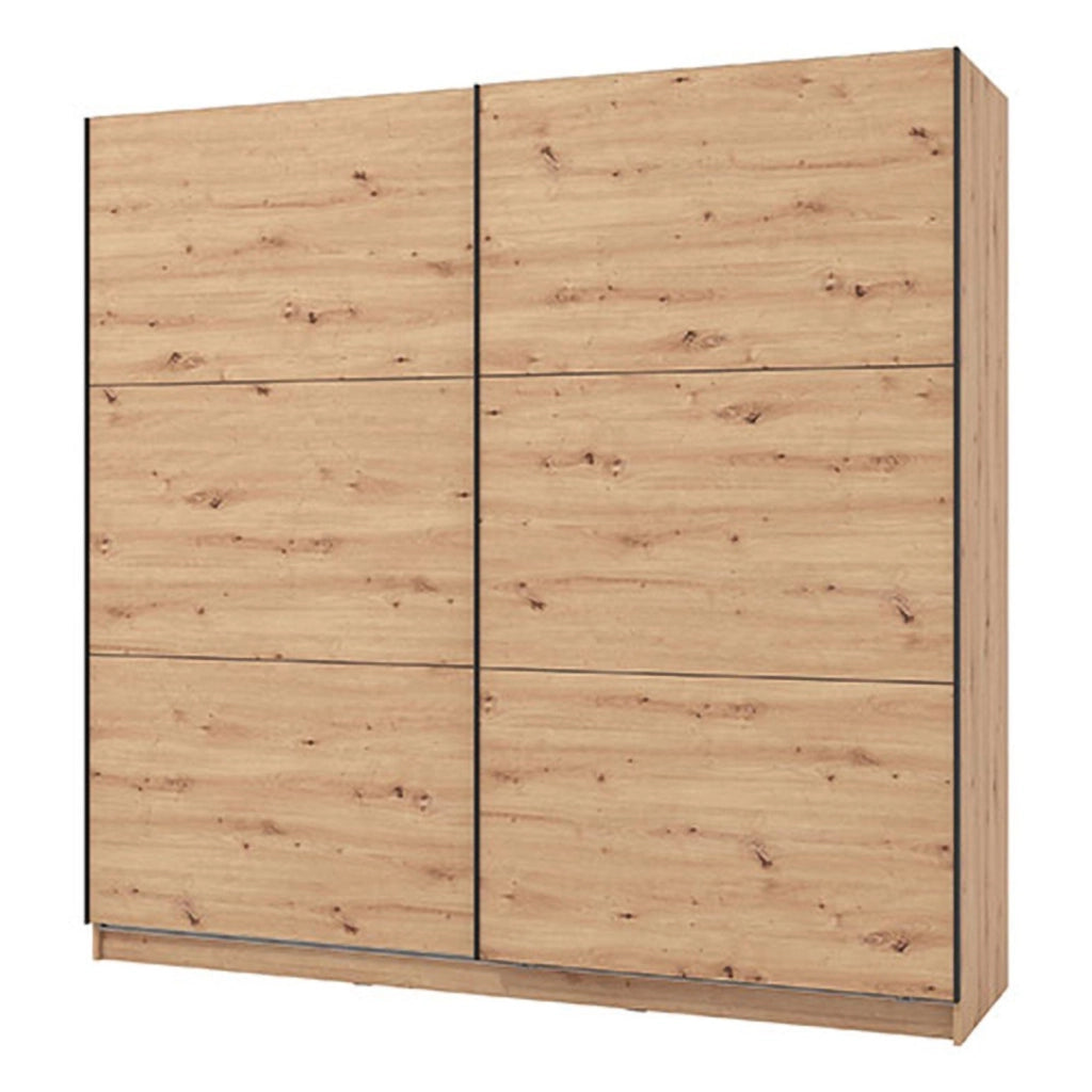 Armadio Camera da Letto Piateda, Guardaroba Grande 8 Ripiani, 217x210h cm Marrone Rovere Nodi