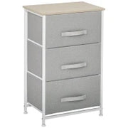 Comò Moderno con 3 Cassetti in Tessuto, Telaio in Acciaio e Truciolato, 45 x 30 x 71 cm, Grigio