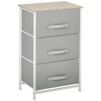 Comò Moderno con 3 Cassetti in Tessuto, Telaio in Acciaio e Truciolato, 45 x 30 x 71 cm, Grigio