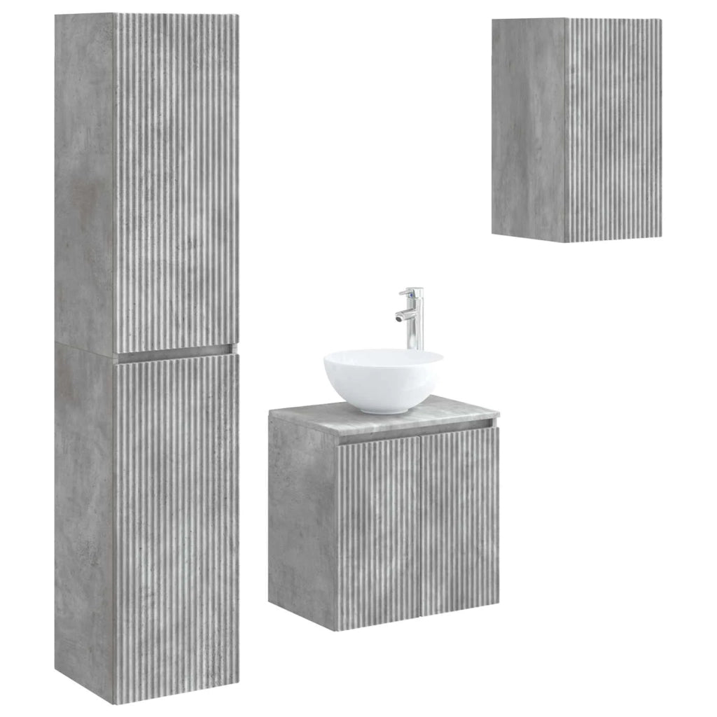 Set di mobili per il bagno 3 pz Grigio Cemento 3406066