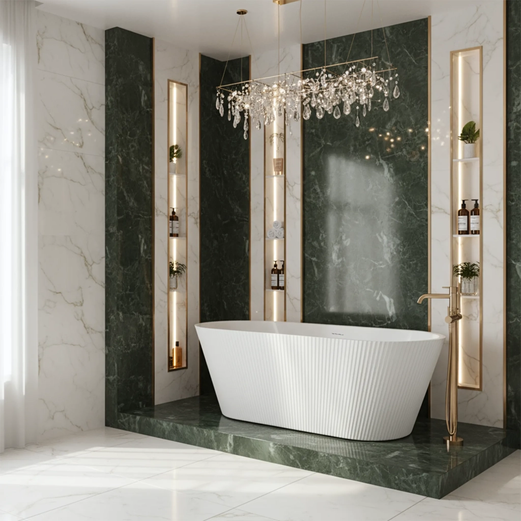Vasca Da Bagno Freestanding In Acrilico Ofelia 170 Copritappo rame spazzolato