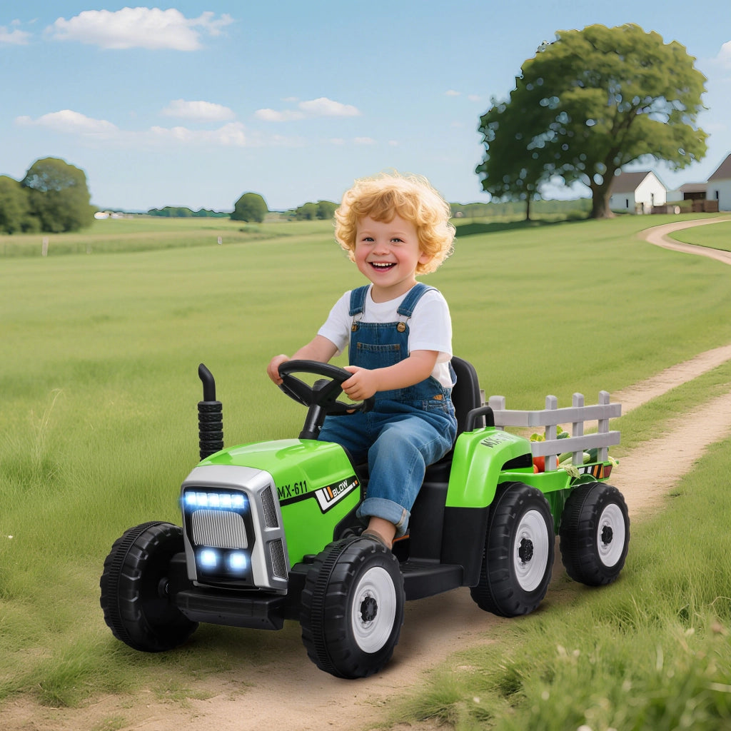 Tracteur per bambini con rimorchio amovibile e telecomando ¨C ZephMum ¨C 3-6 anni