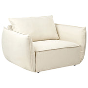 Poltrona Beige Chiaro Rivestimento in tessuto Profilo basso Seduta ampia e profonda Cuscino con schienale Moderno Accogliente