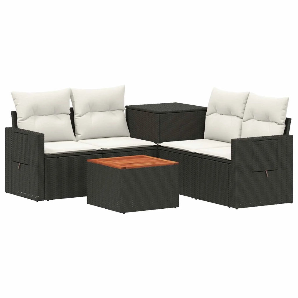 Set di divani 6 pz Nero e Bianco Crema 3447449