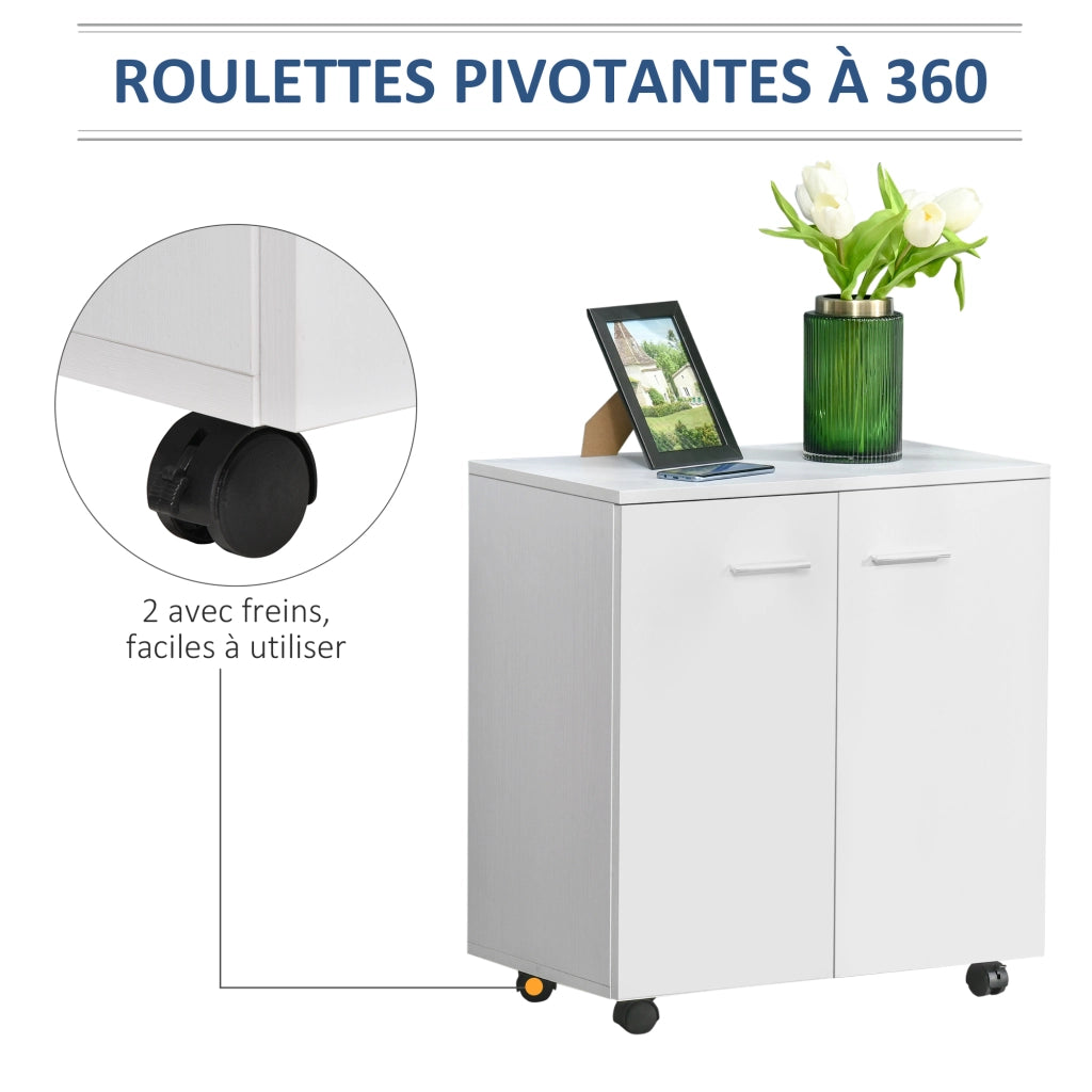 Cassettiera con 2 ante e ruote ¨C Zephmum ¨C Bianco 60x35x65 cm