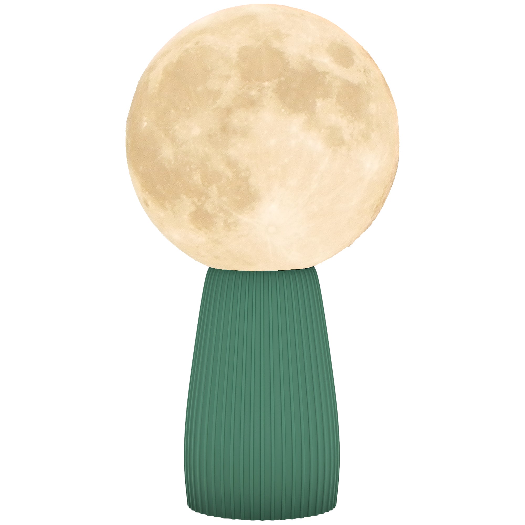 Lampada da Tavolo a Forma di Luna a 3 Tonalità Ø15x28 cm in ABS Bianco e Verde Scuro