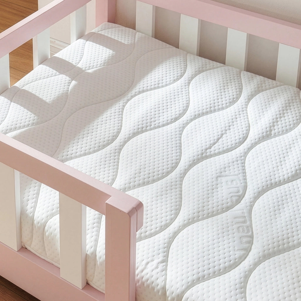 Letto per Cameretta Treviolo a Forma di Casetta in Stile Montessori con Materasso 90x200 cm - Rosa/Bianco [en.casa]