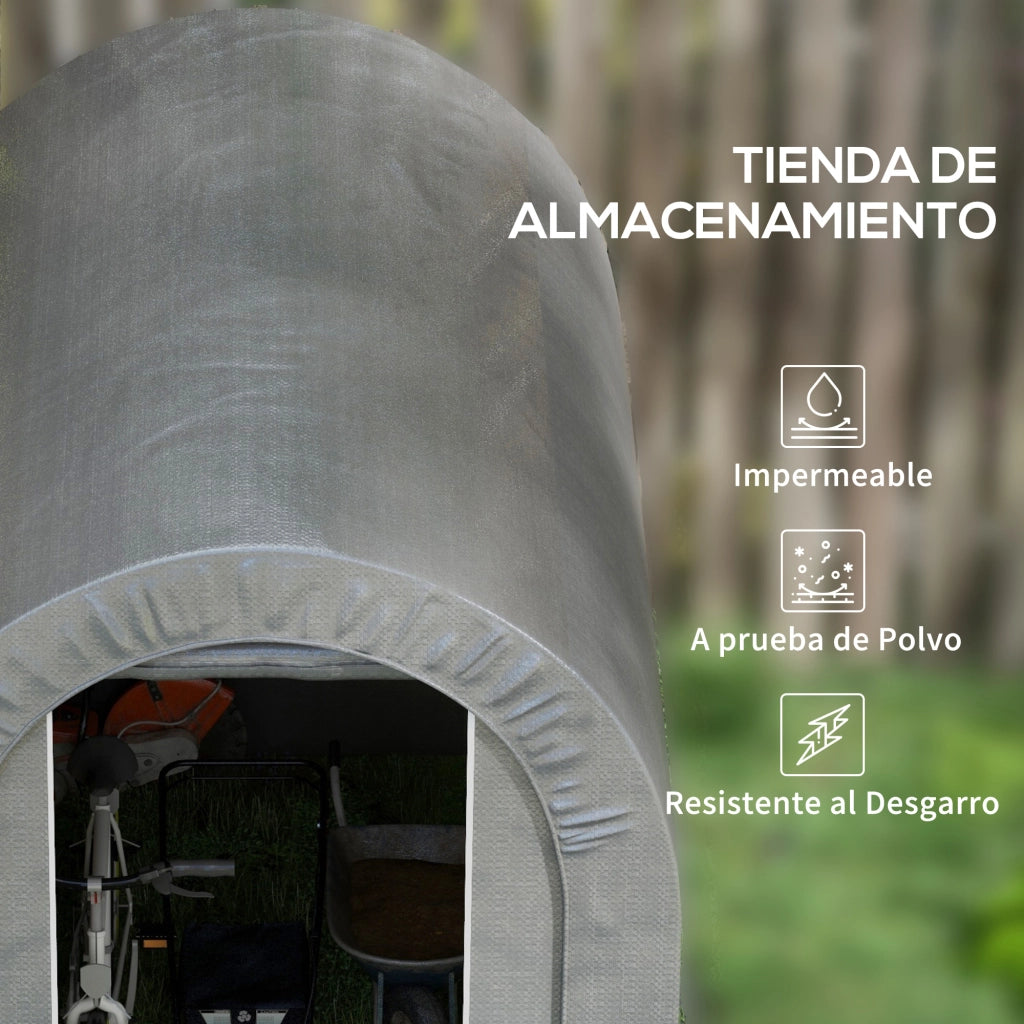 Tenda da giardino per biciclette ¨C zephmum ¨C 2.4x1.6x1.9 m grigio chiaro acciaio