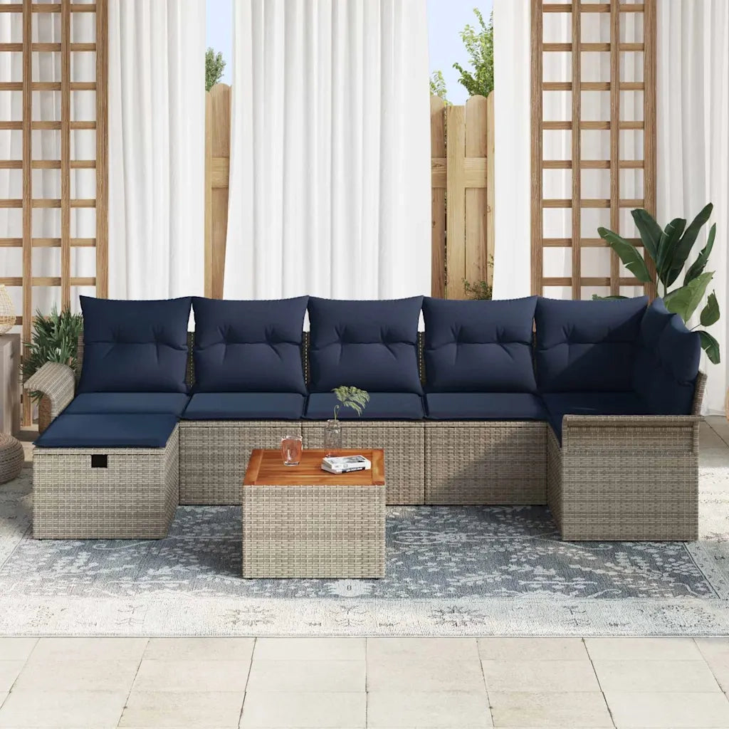 Set Divano da Giardino con cuscino 8 pcs Grigio polyrattan