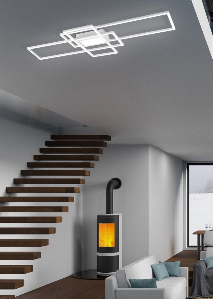 Plafoniera LED Trio Irvine bianca 60W 6500lm CCT 105cm