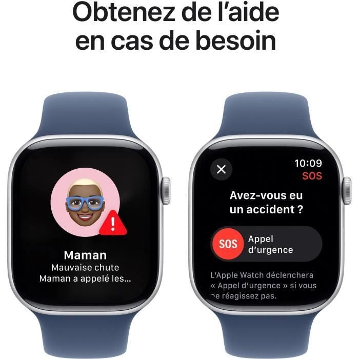 Apple Watch Series 10 GPS - 46 mm - Cassa in alluminio color argento - Cinturino Sport denim - M/L