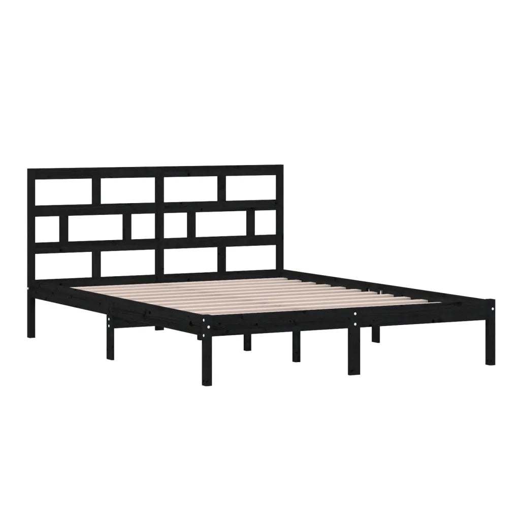 Giroletto-Struttura Letto Nero 150x200 cm King in Legno Massello