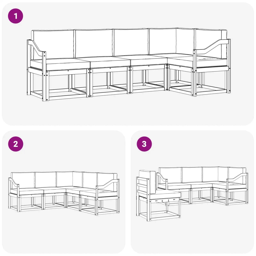 Set di divani da esterno 5 pz Bianco e Antracite 3387646