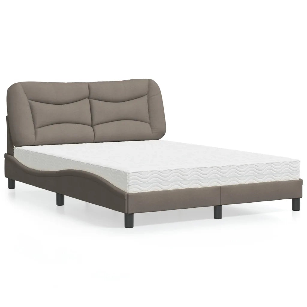 Letto con Materasso Hvar Tortora 140x200 cm in Tessuto 3208538