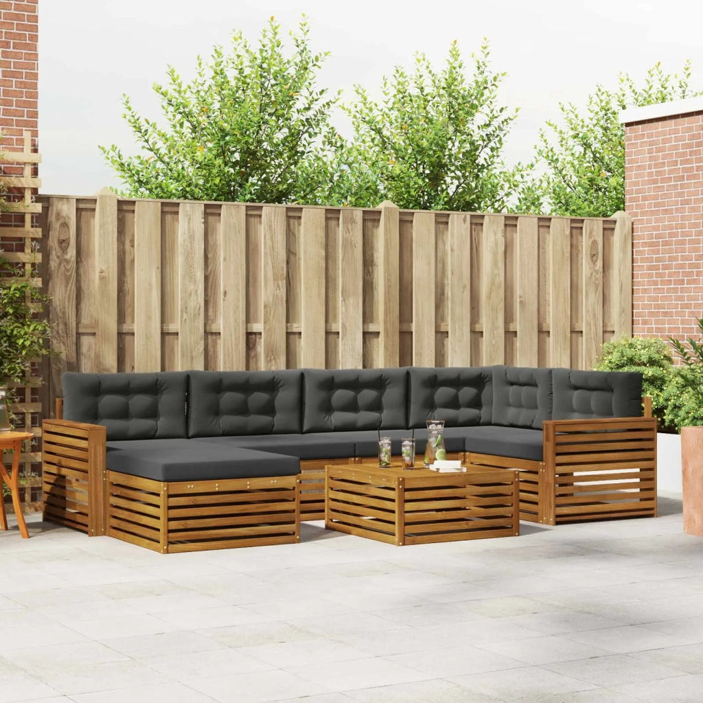Set di divani da esterno con cuscino 7 pcs Naturale e Antracite