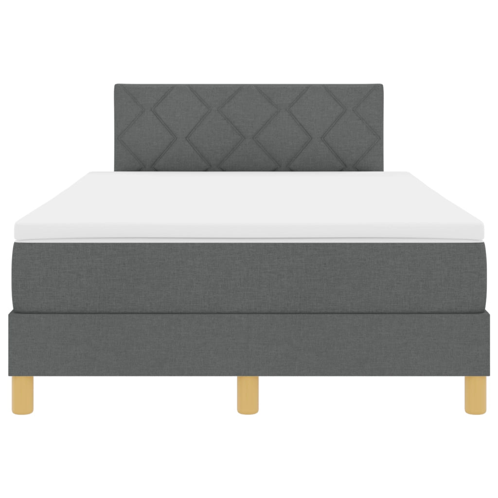 Letto Box Spring con Materasso Grigio Scuro 120x200 cm Tessuto