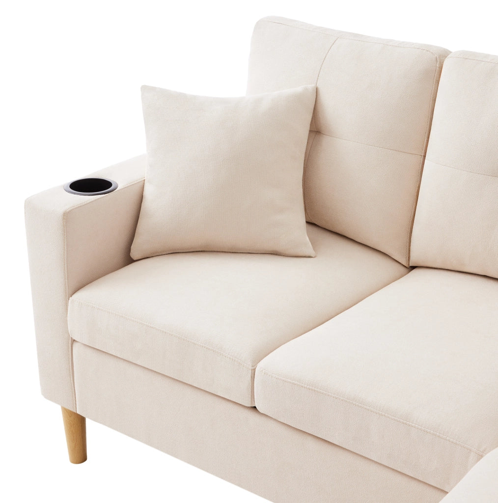 Divano angolare 3 posti con chaise longue reversibile beige