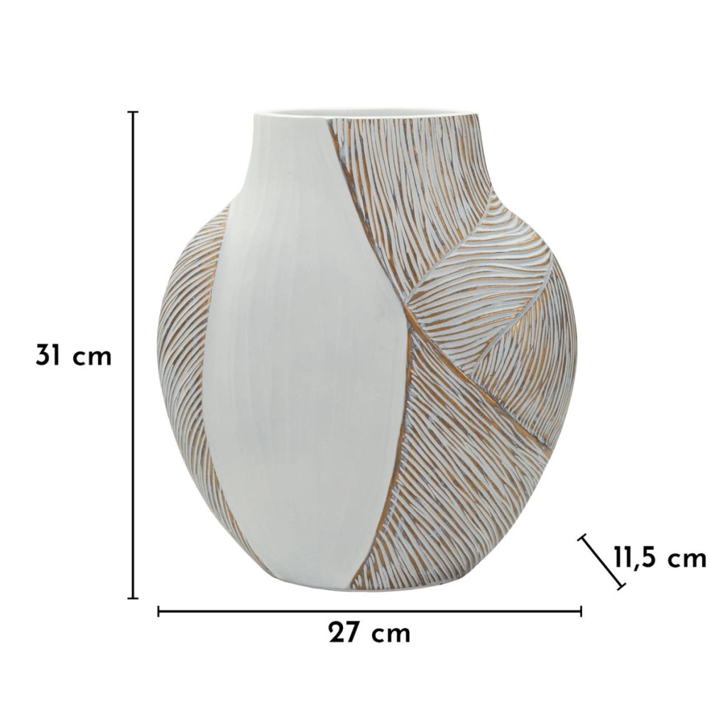 Vaso Decorativo VKH1032, Bianco, Poliresina, 27x11,5x31 cm