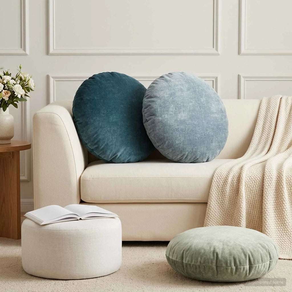 Federa 6 pz HEERLEN Azzurro Ø 60 cm Tessuto Chenille 922960