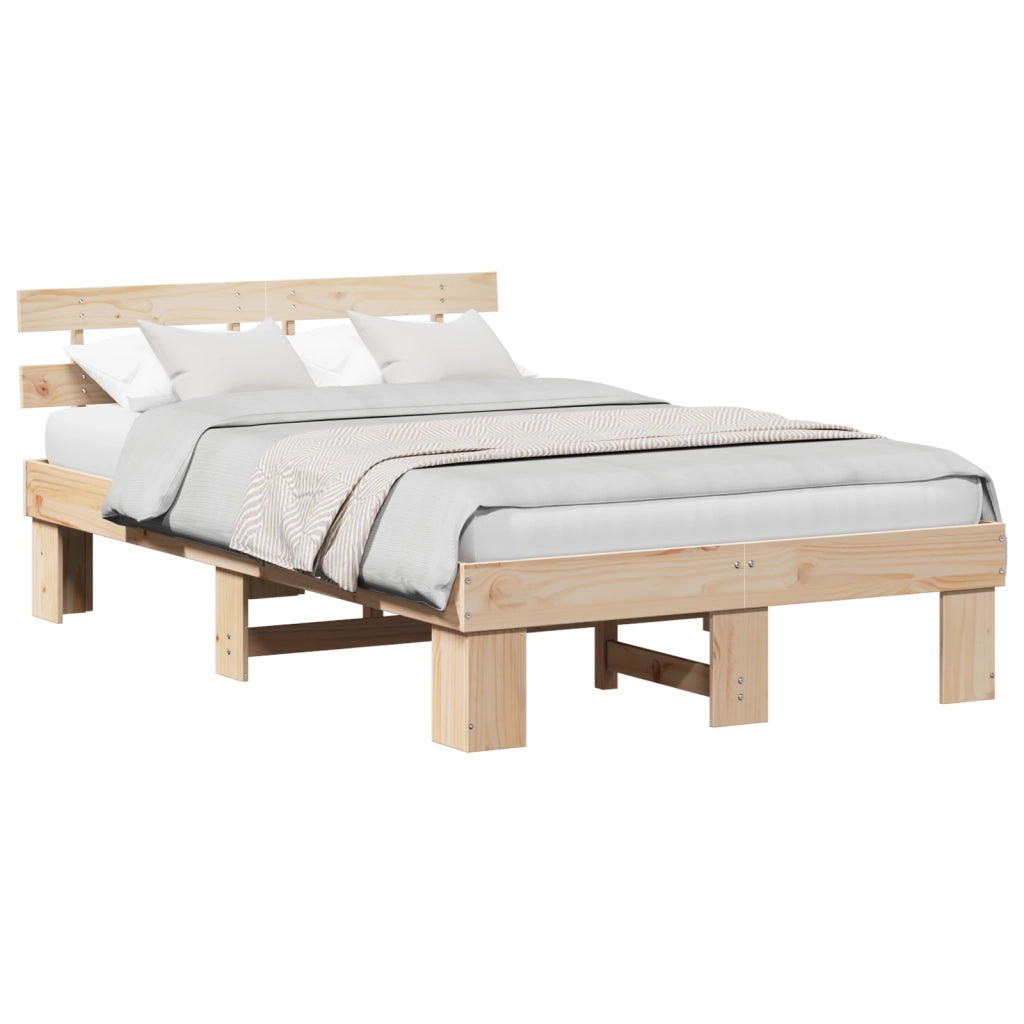 Struttura Letto con Testiera 140x190 cm Legno Massello di Pino