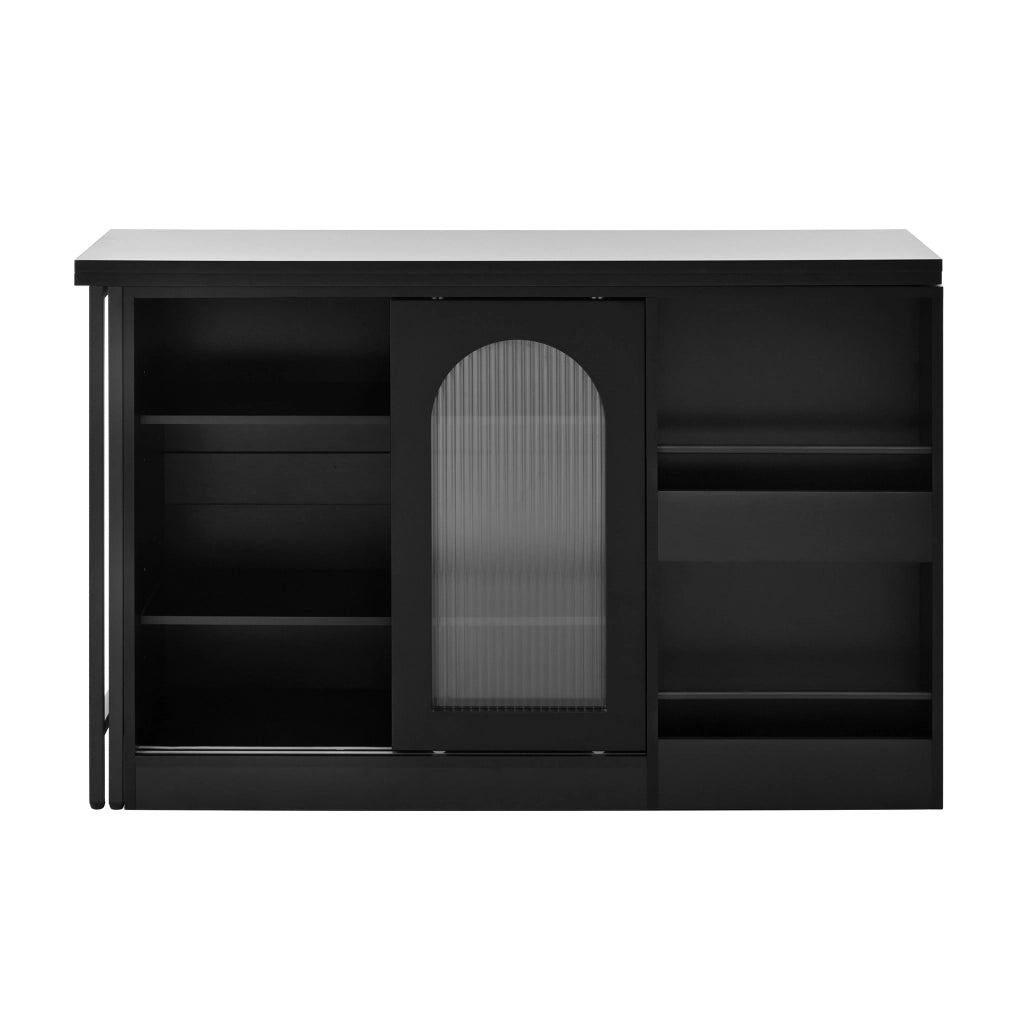 Tavolo bar allungabile 121.5x40x76.7 cm con piano girevole e spazio contenitivo in MDF nero