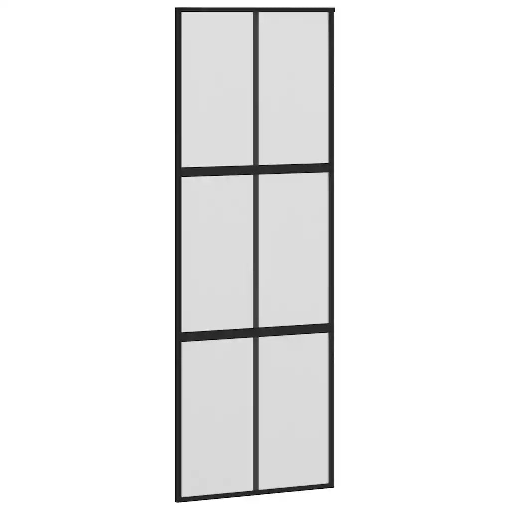 Porta Scorrevole Set Ferramenta Nera 76x205 cm Vetro Temperato 3375880
