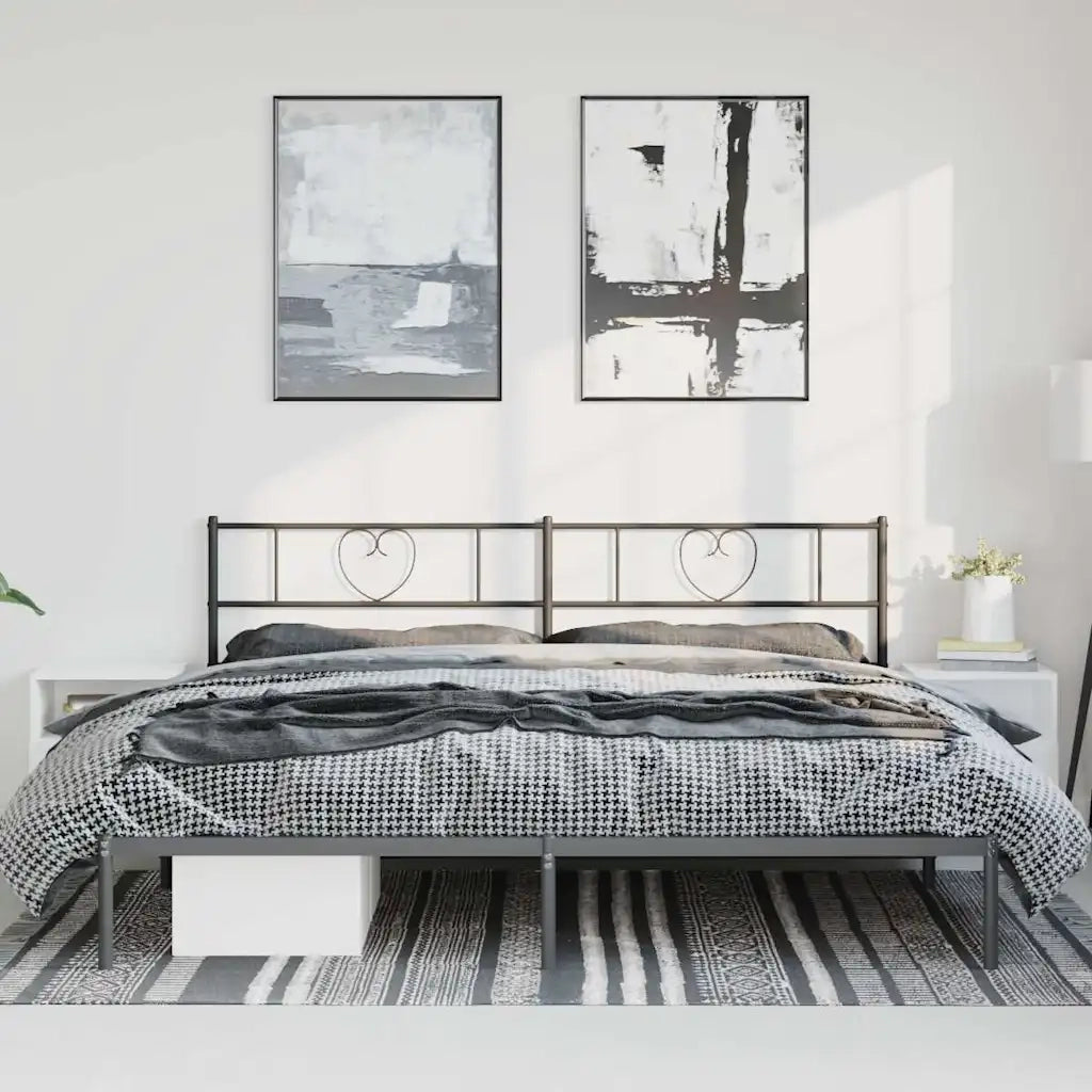 Giroletto con Testiera in Metallo Nero 193x203 cm 355469