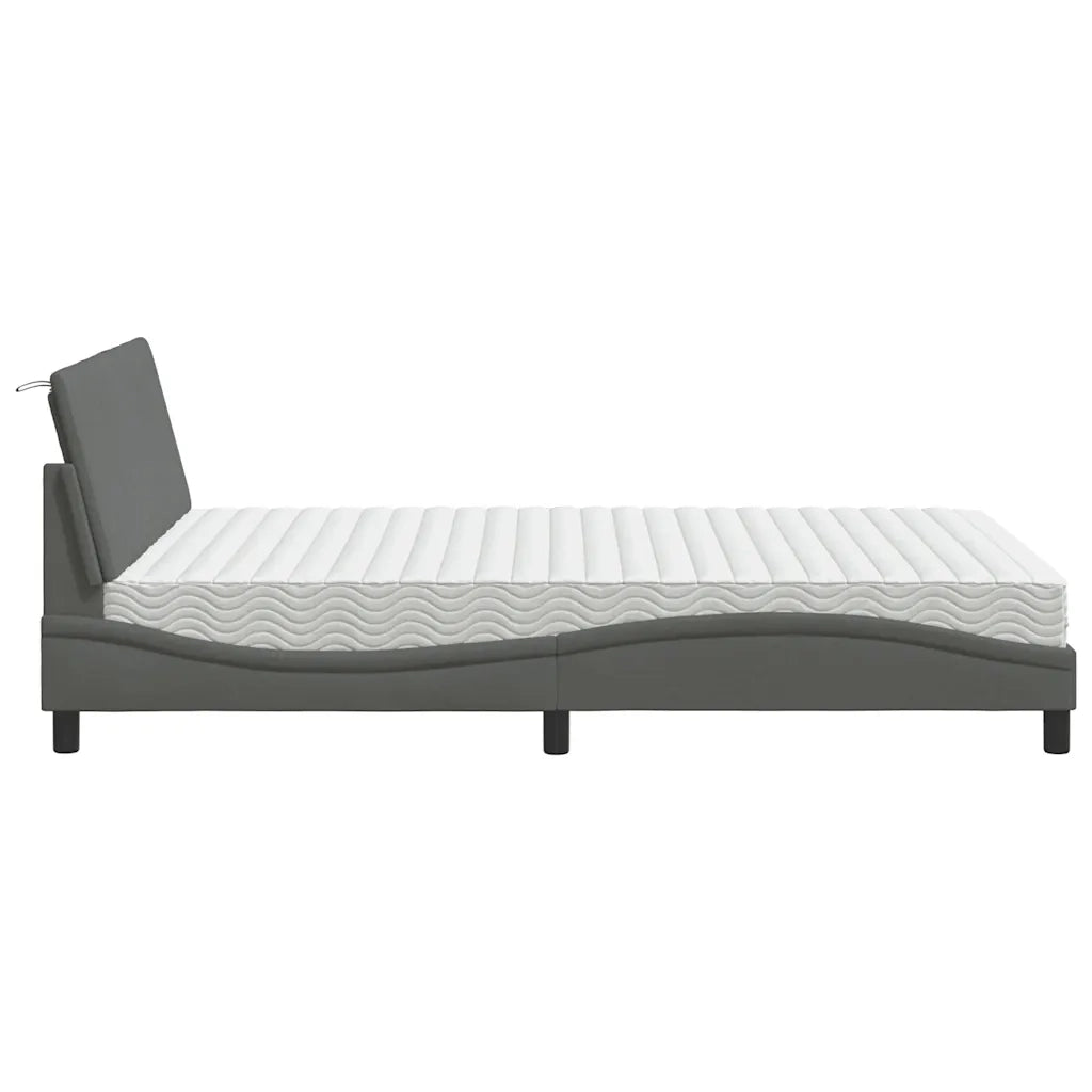 Letto con Materasso Hanko Grigio Scuro 140x190 cm Tessuto