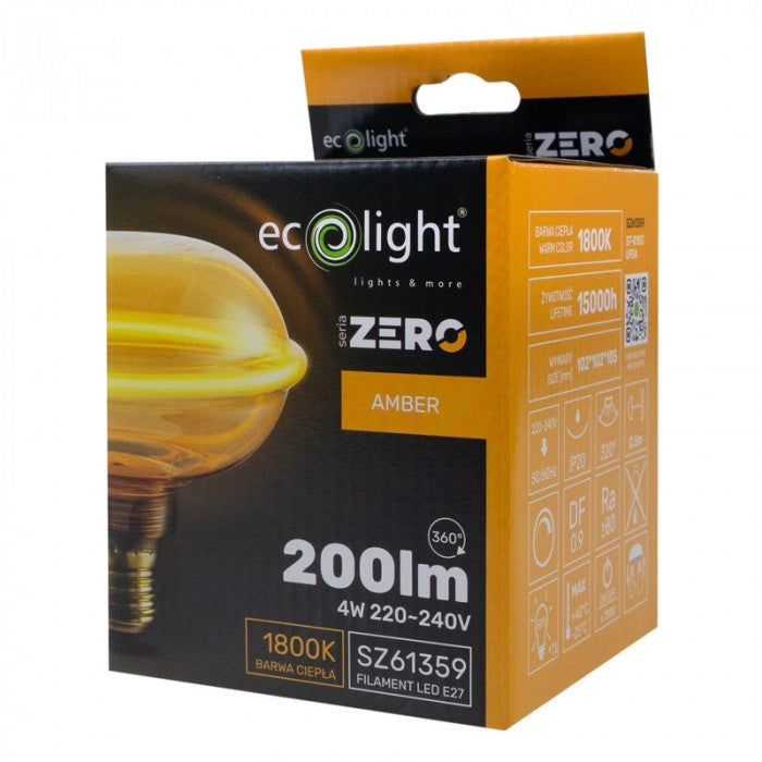 Lampadina LED UFO E27 4W 200lm 1800K Ambra Dim Ecolight