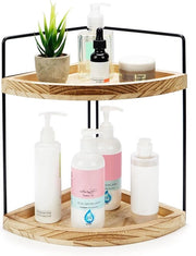 Organizzatore di angolo per bagno con 2 livelli - Pannello di stoccaggio per prodotti personal care, make-up, spezie e altro