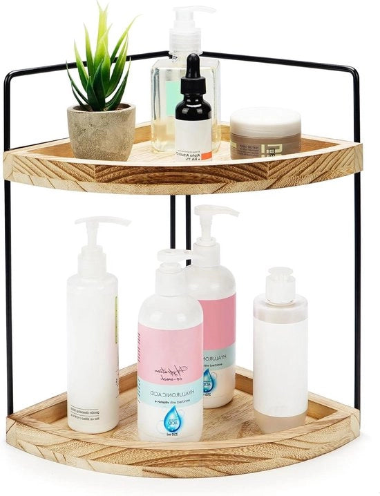 Organizzatore di angolo per bagno con 2 livelli - Pannello di stoccaggio per prodotti personal care, make-up, spezie e altro