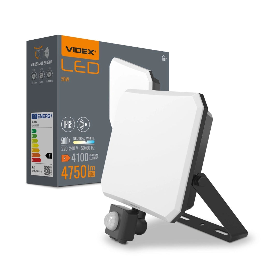 Faro LED 50W con sensore PIR 5000K 4100lm IP65 Videx