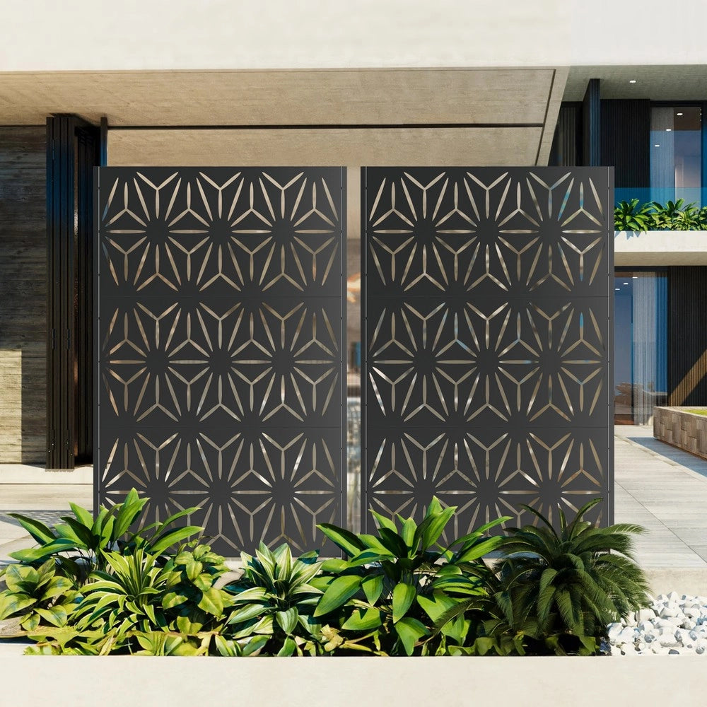 Pannello Privacy da Giardino in Metallo ¨C Xylo ¨C 183x116 cm, Balcone, Terrazza