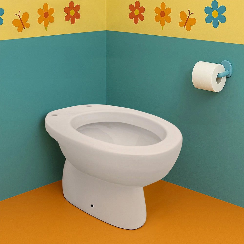 Vaso infanzia H 31 bianco in ceramica con scarico a pavimento