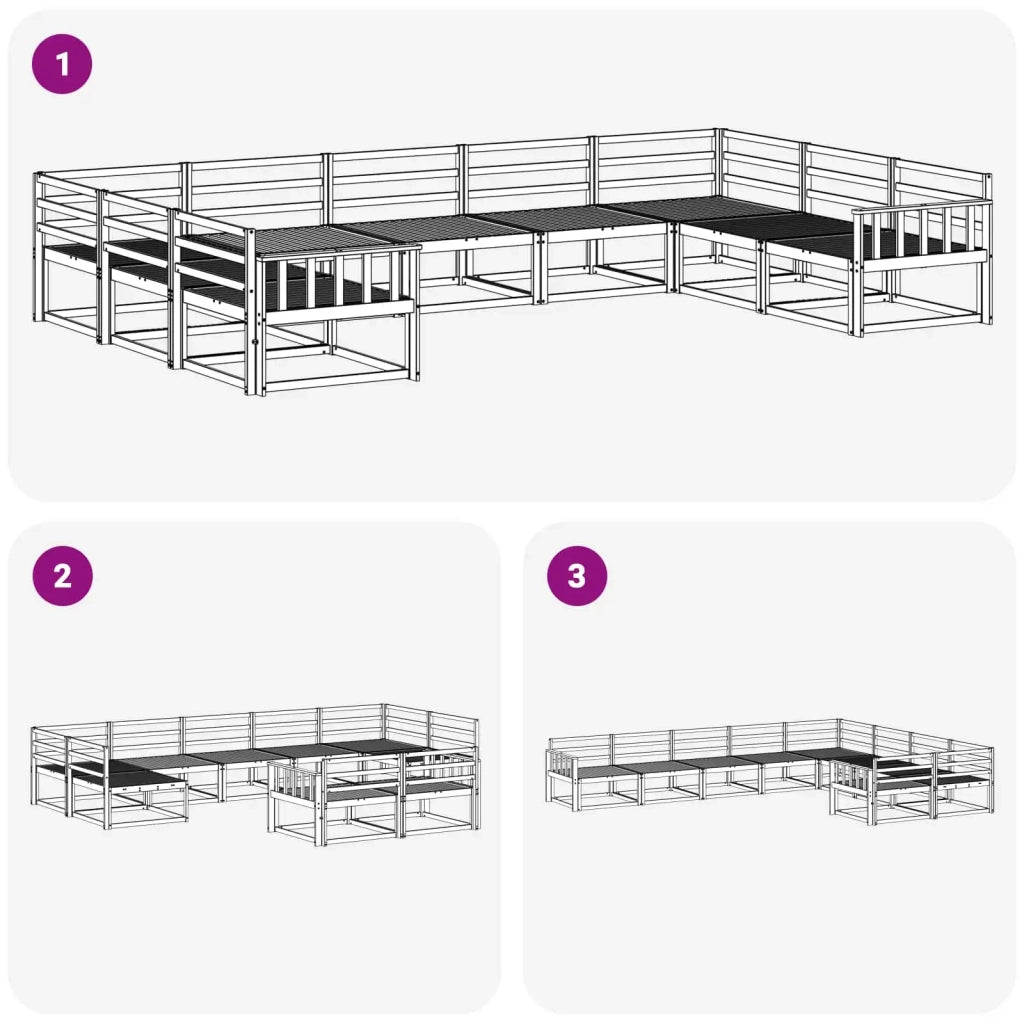 Set di divani da esterno 9 pcs Bianco 404 x 247,5 x 73 cm