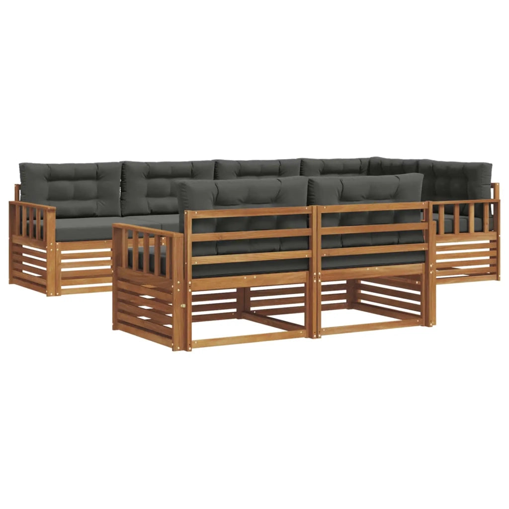 Set di divani da esterno con cuscino 7 pcs Naturale e Antracite