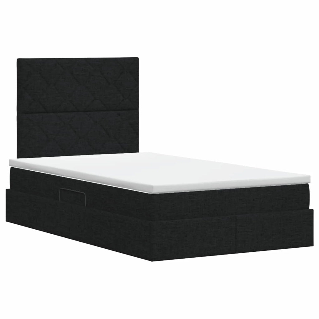 Letto con contenitore e materasso Nero 120 x 200 cm Tessuto 3459560