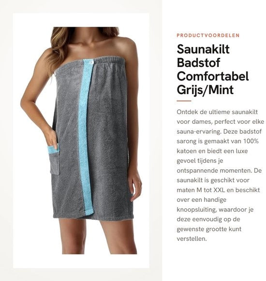 Sciarpa da sauna per donne - Tessuto - 100% Cotone - M-XXL - Adattabile con chiusura a nodo - Idrorepellente e resistente all'usura - Asciugamano per sauna