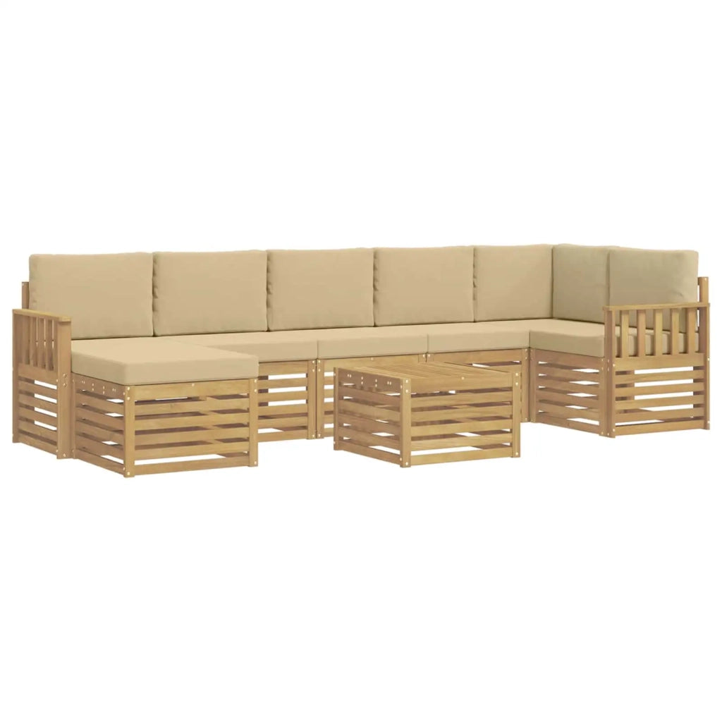 Set di divani da esterno 7 pcs Bianco e Beige 59 x 59 x 37 cm
