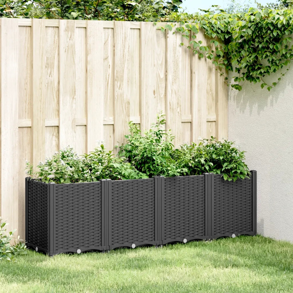 Fioriera da Giardino Nera 160x40x53 cm in PPcod mxl 114899
