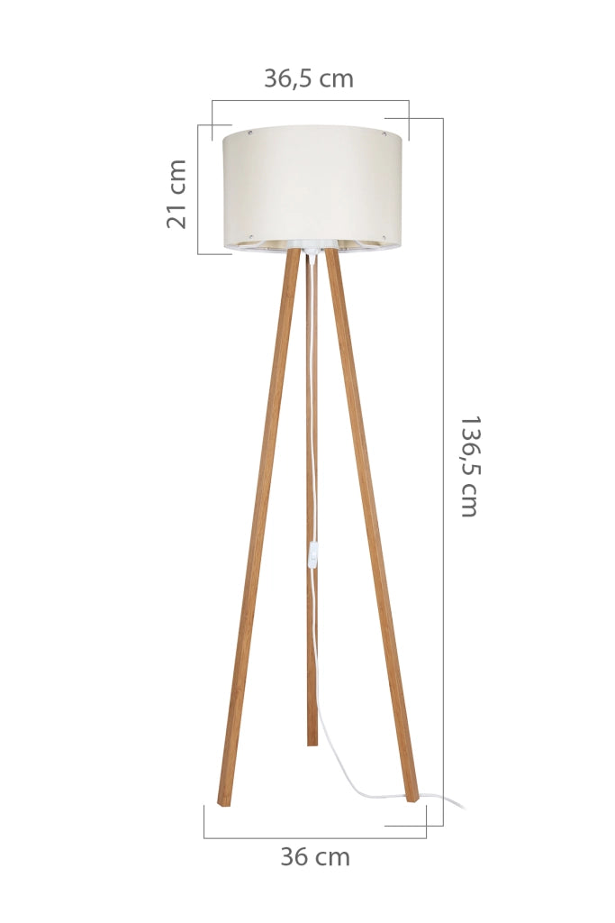 Lampada da terra PIKO treppiede legno crema 136cm E27