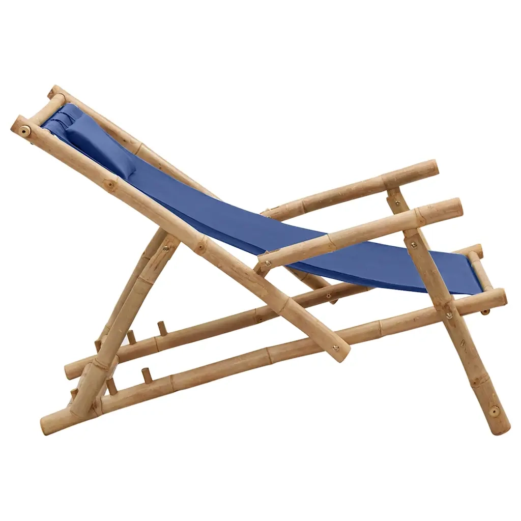 Sedia a Sdraio in BambÃ¹ e Tela Blu Marino cod mxl 16975
