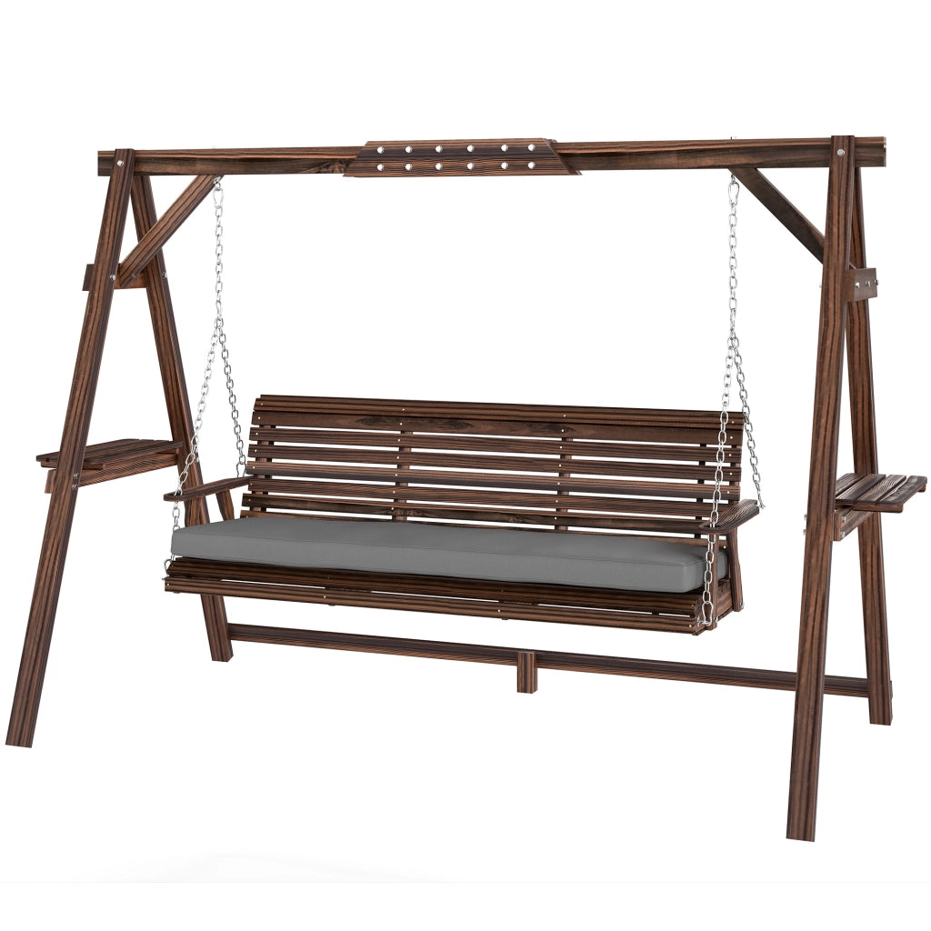 Altalena da giardino 3 posti in legno ¨C zephmum ¨C colore antracite
