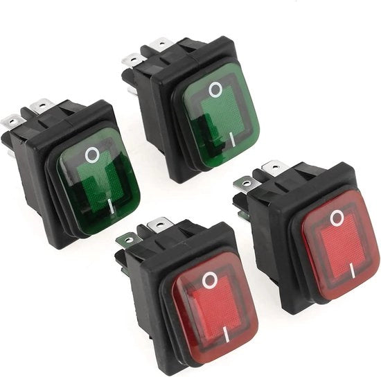 Set di 4 Interruttori a molla 220V impermeabili mini per veicoli e apparecchi domestici.