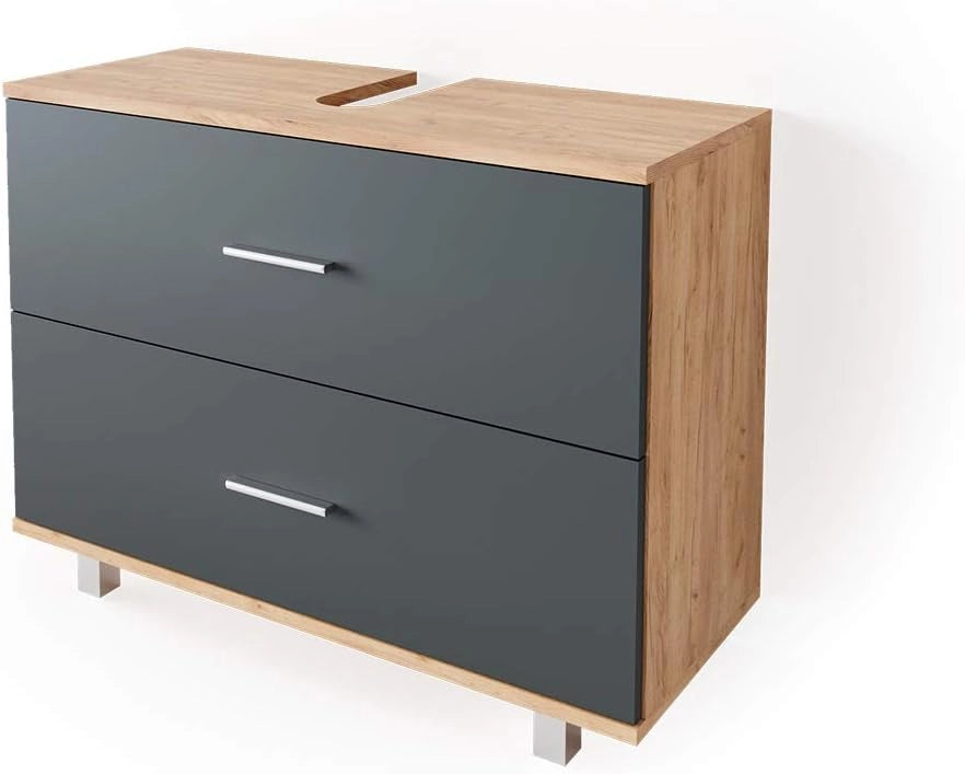 Mobile sottolavabo per bagno Ilias, Bianco, 80 x 60.8 cm, con ritaglio per sifone e aperture di ventilazione laterali