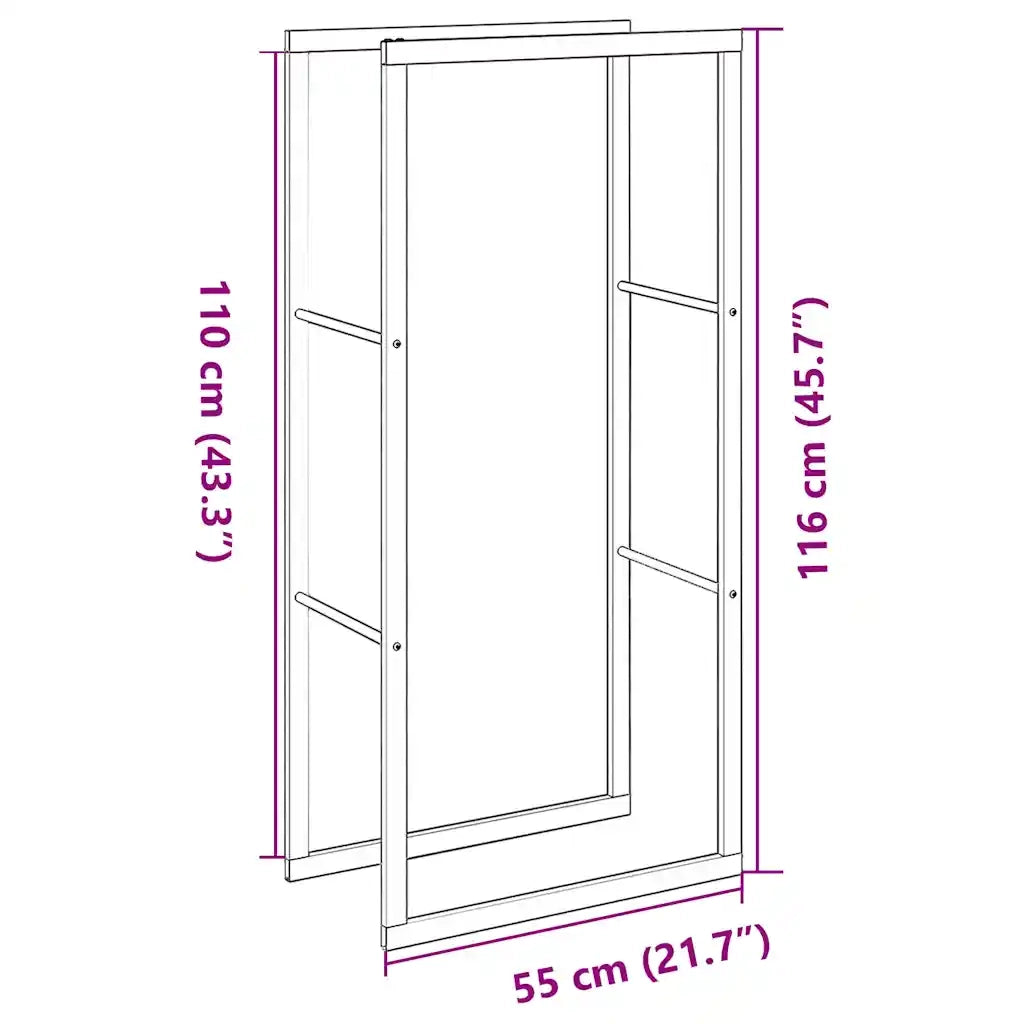 Rastrelliera per Legna da Ardere Nera 55x30x116 cm in Acciaio CFW3284687