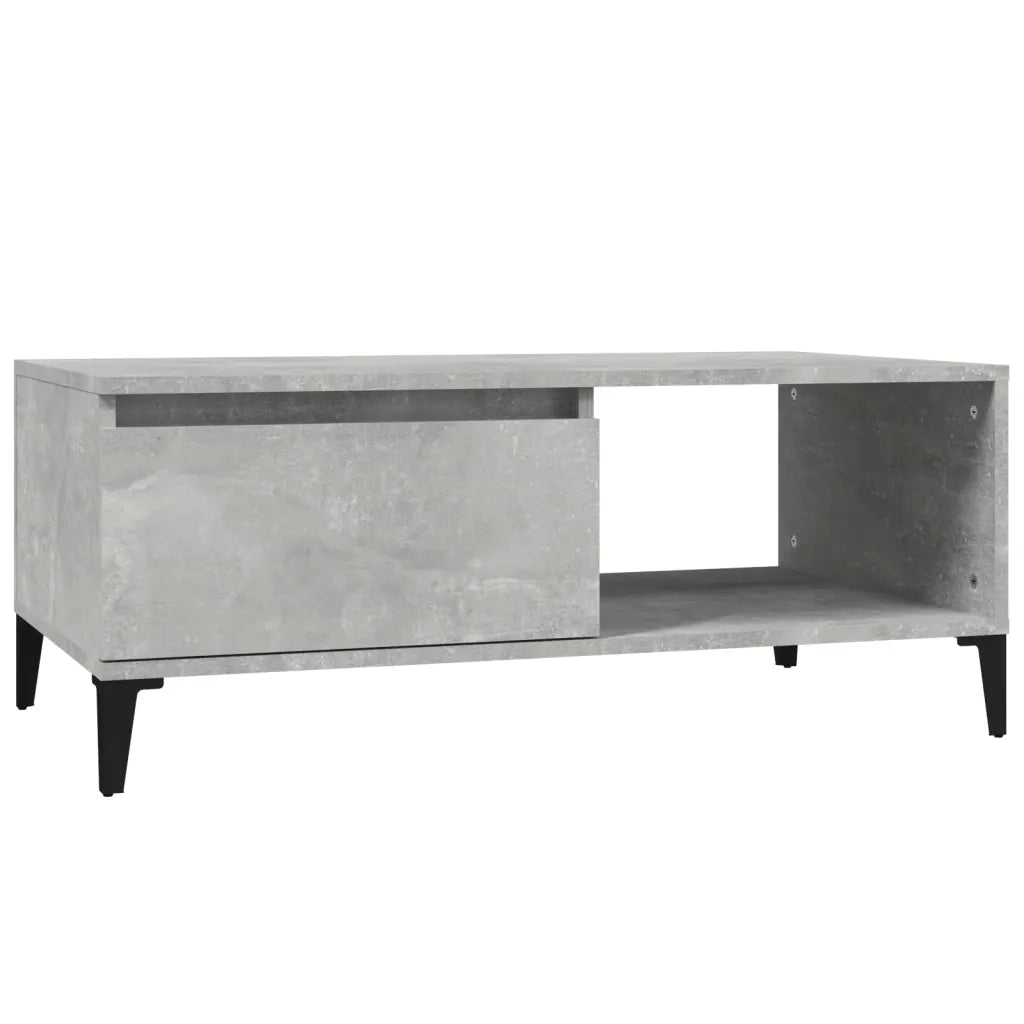 Tavolino Salotto Grigio Cemento 90x50x36,5 cm Legno Multistrato 821056
