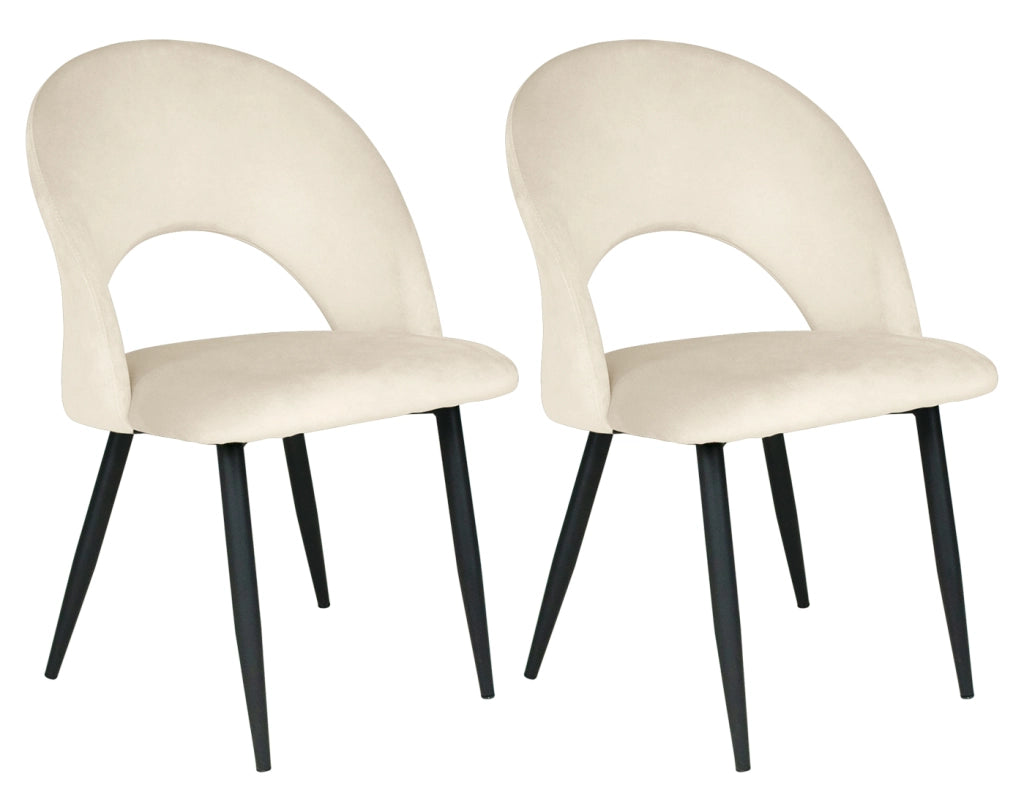 Sedia da pranzo imbottita in velluto beige - Zoe (2 pz) - SD11ZOPM