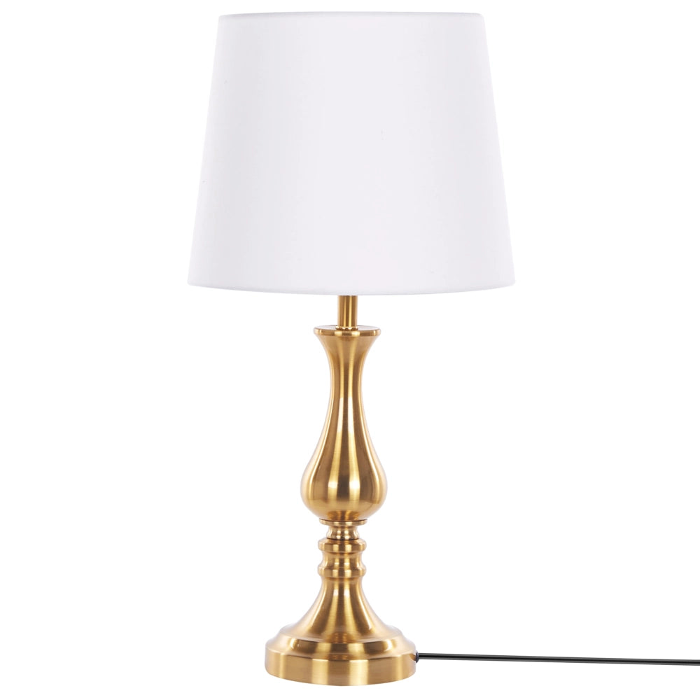 Lampada da tavolo Oro con base in metallo bianco Paralume in poliestere Design vintage